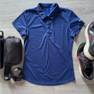 Nike Ladies Dri-FIT Crosshatch Polo Navy Blue